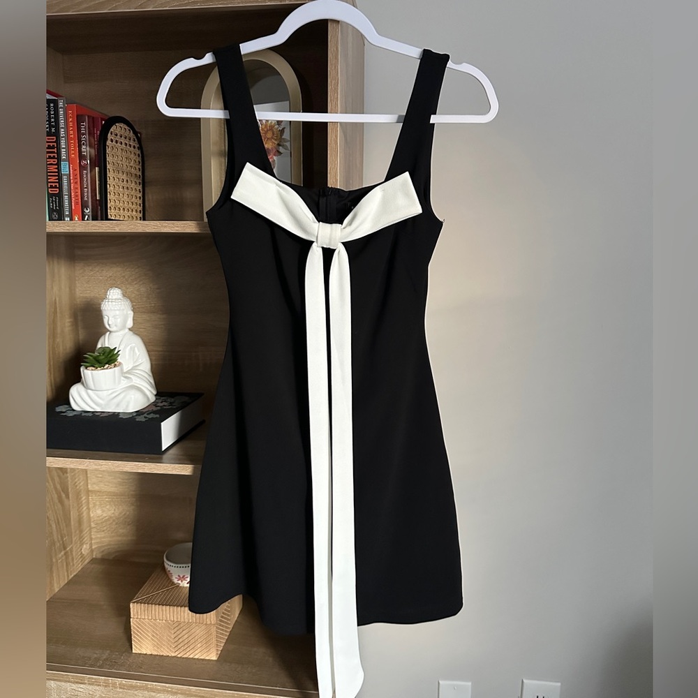 NWT Black mini cocktail dress w/ front bow